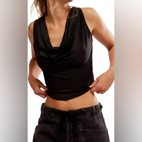 Intimately Free People NWT City Nights Tuck In Top Black - Picture 4 of 11